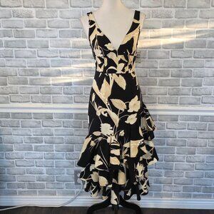 Chelsea 28 Floral Midi Dress Ruffled Tiered NEW XS Glam Party Cocktail Dance
